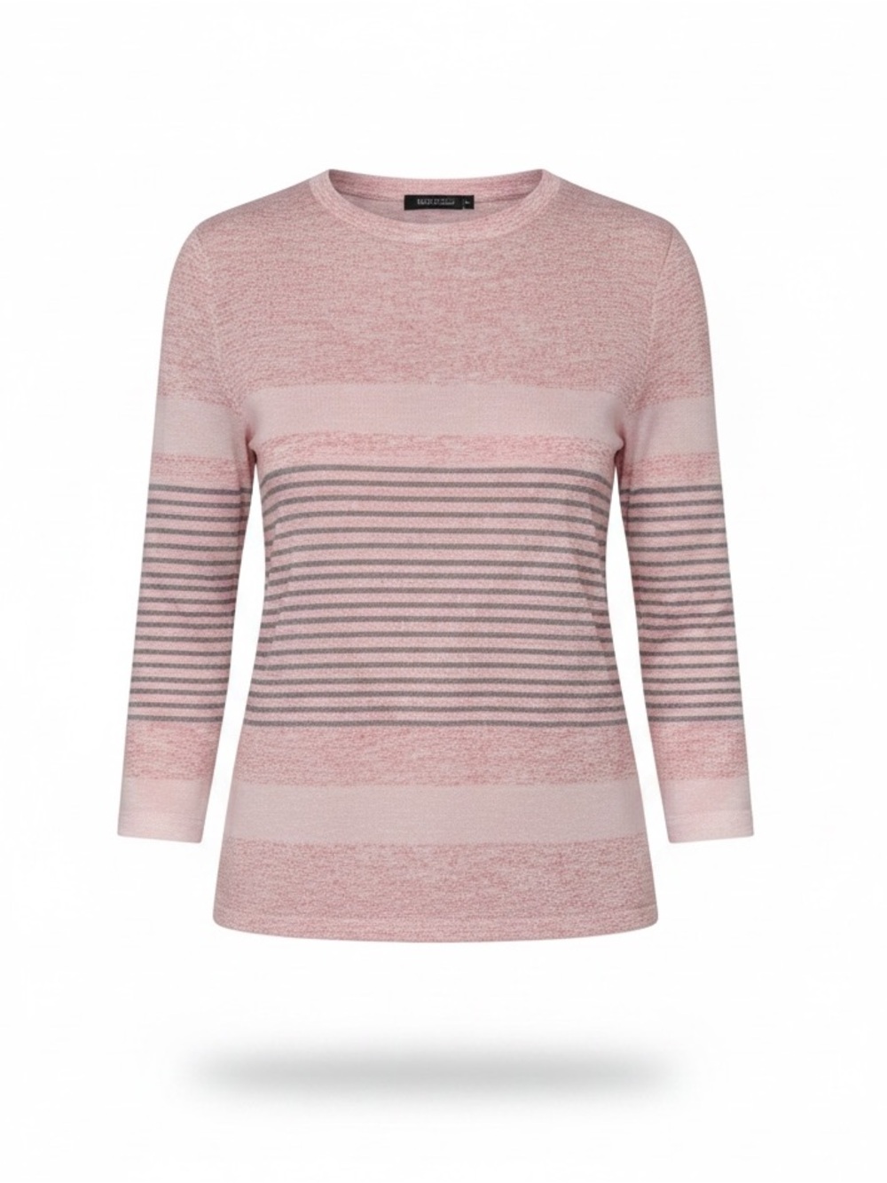 Women's Pink Striped Long Sleeve Crewneck Top - Picture 3 of 9